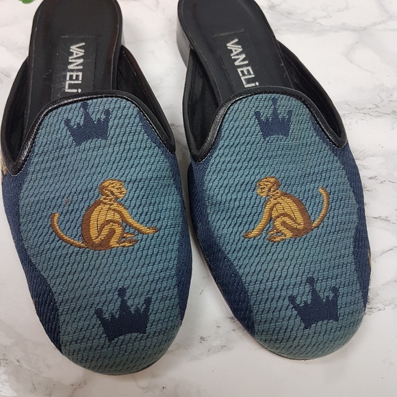 Vaneli Shoes - Vaneli | Tapestry Mules w/ Embroidered Monkey
